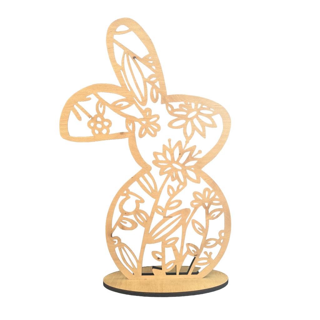 Dekorativer Holz-Osterhase – Transparente Silhouette mit Standfuß - verschiedene Höhen