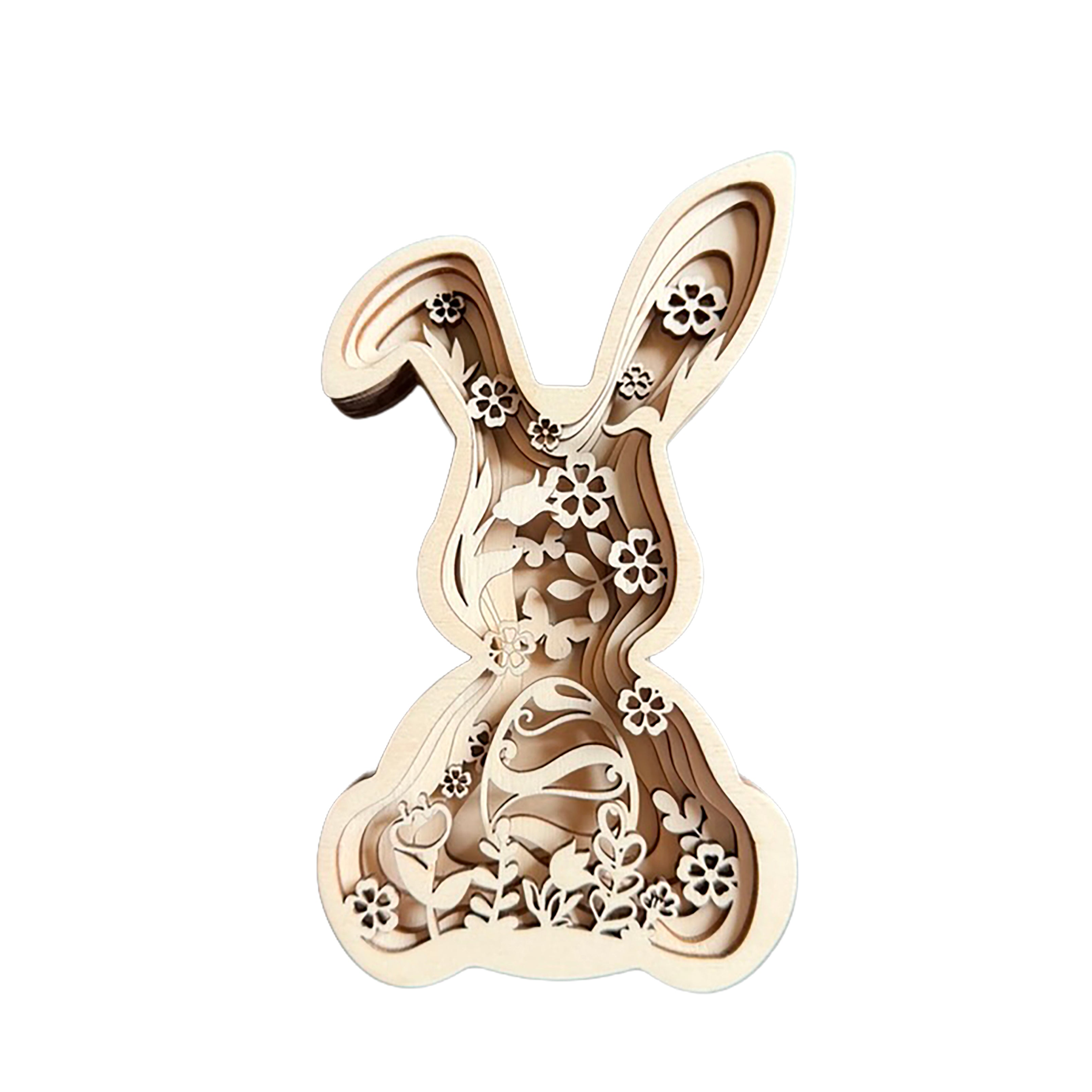 Dekorativer Holz-Osterhase – 3D Effekt – verschiedene Höhen – Osterdeko aus Holz
