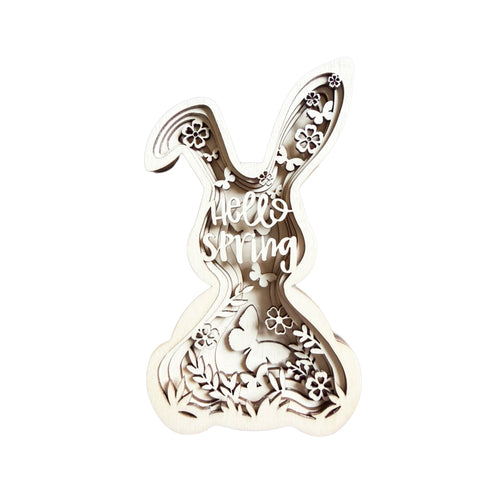 Dekorativer Holz-Osterhase – 3D Effekt – verschiedene Höhen – Osterdeko aus Holz